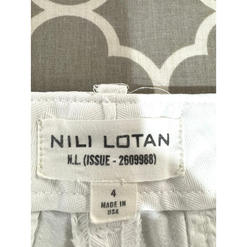 NILI LOTAN 100% Cotton White Crop Tomboy Pants Size 4 Button Fly - Picture 10 of 10